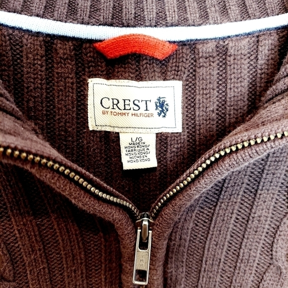 VTG Tommy Hilfiger Crest Quarter Zip 1/4 Sweater L - Picture 6 of 10